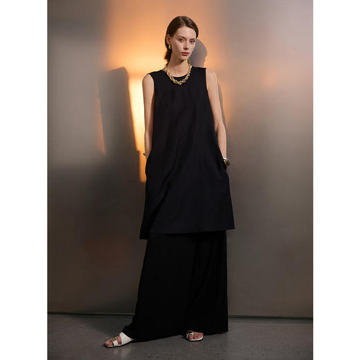 【莱赛尔+亚麻】三彩2025夏季新款极简风连衣裙莱赛尔解构扭结A字裙短裙两穿S 商品图3