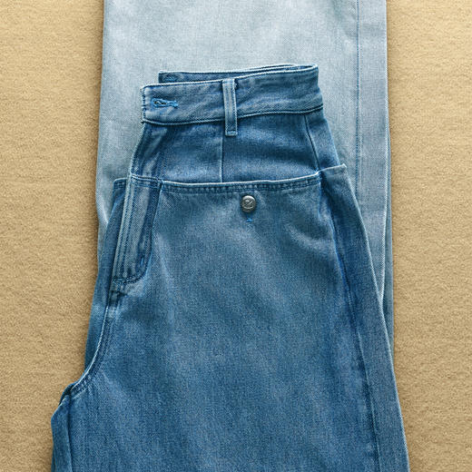 lost in echo2025春夏新款高腰时尚显瘦大口袋渐变牛仔裤阔腿裤女 商品图2