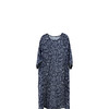 绽放243朵/繁花连衣裙砂洗苎麻蓝花连身蝙蝠袖一字领印花中袖裙子 商品缩略图4