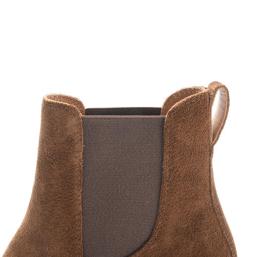 ROMI STUDIO“复古英伦”水洗双面牛反绒尖头粗跟棕短筒靴 23AWS093 商品图4