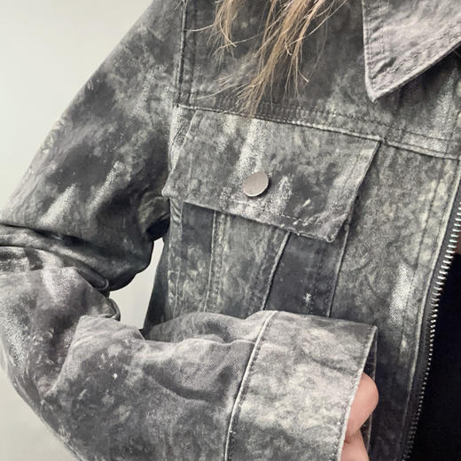 Z 翻领双口袋刷色外套（灰）春季251050240321 商品图3