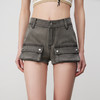 lost in echo2025春夏新款时髦灰色工装口袋低腰迷你牛仔超短裤女 商品缩略图2