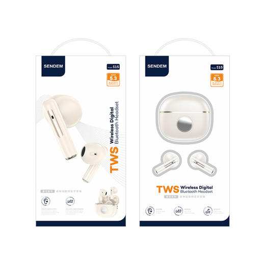 声顿S15晶石真无线数显蓝牙耳机黑肤两色 商品图2