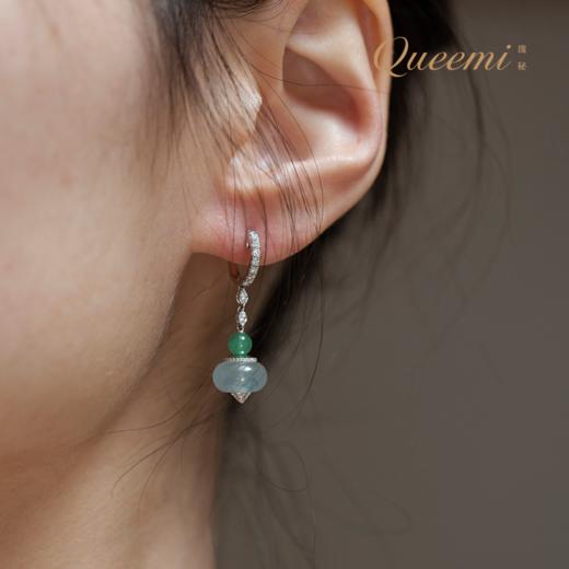 ”润”系列「润物无声」18K白高冰翡翠盘珠耳饰 商品图0