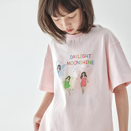 棵初2025年夏季新款亲子中大女童花仙子纯棉短袖T恤宽松 商品图3