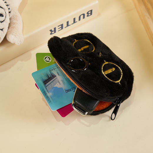 大英博物馆 巴斯特系列 毛绒车载香氛包包挂件黑色 柿柿如意萌猫双面零钱包挂饰 商品图2