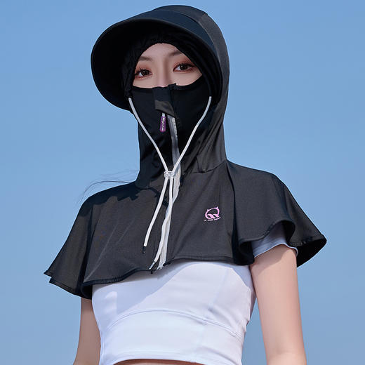 夏季冰丝防晒面罩全脸女护额颈防紫外线连帽透气户外骑行面罩 商品图2