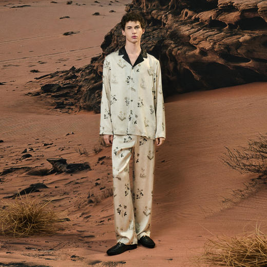 Solo seta22姆米男士真丝印花睡衣套装桑蚕丝家居服2025秋季新款 商品图1