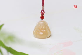 和田玉粉糖玉【笑佛】吊坠  配精美挂绳