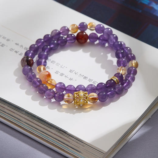 「 有钱花 」九紫离火水晶双圈手链 商品图1