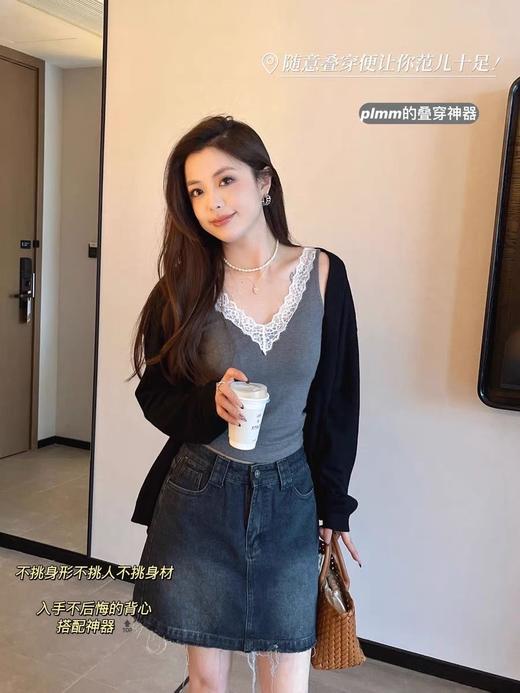 女士精梳棉舒适透气大弹力背心1001/法式蕾丝花边背心2528/大版蕾丝花边背心2533 商品图3