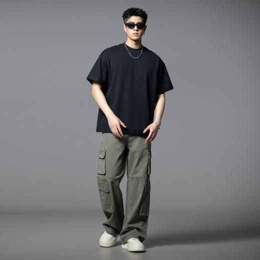 PINLI品立2025夏季新款纯色简约百搭短袖T恤男士潮牌宽松休闲上衣GD252111333 商品图1