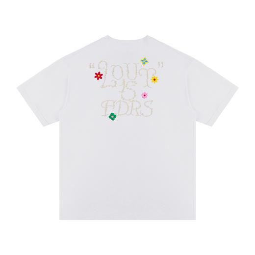 FDR官方店 珍珠绣花字母排版宽松短袖男女夏季潮牌情侣装体恤上衣 商品图4