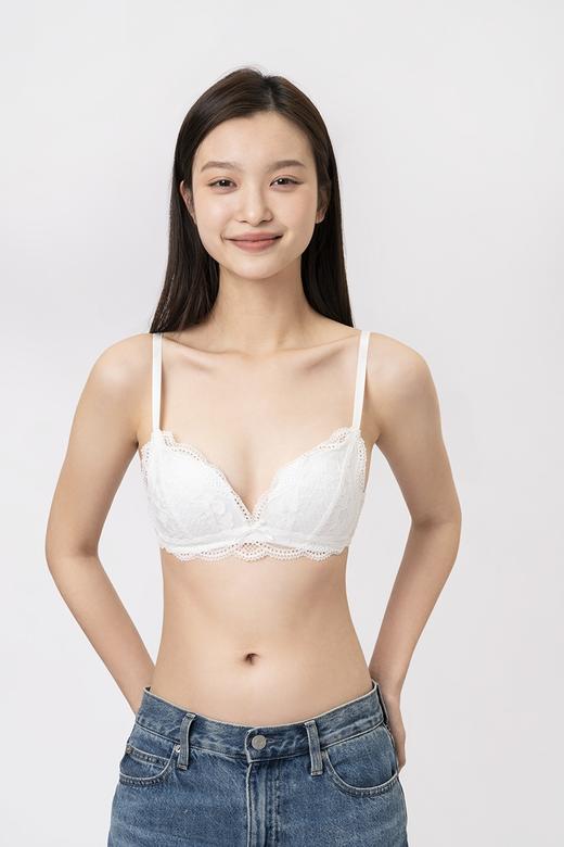 靴下物蕾丝内衣小胸聚拢白色性感内衣女薄款文胸大胸显小少女文胸 商品图5
