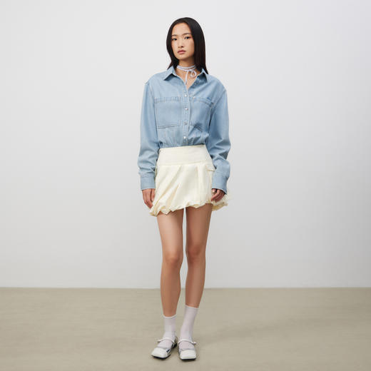 lost in echo2025春夏新款牛仔复古直身时髦大口袋长袖衬衫外套女 商品图2