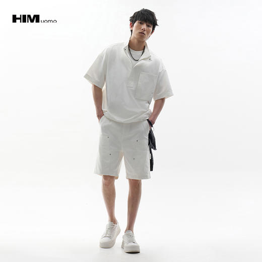 HIM漢崇  白色工装牛仔短裤时尚潮流百搭休闲五分裤男 2026夏季 商品图1