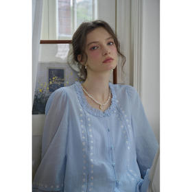 SimpleRetro轻薄定位刺绣法式衬衫女文艺复古防晒小衫