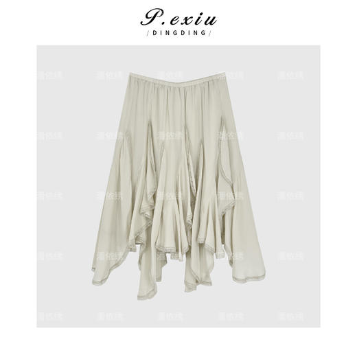 PanYiXiu/潘依绣【樱花苏打】100%人丝拼接叠层花边半身裙W-62938 商品图1