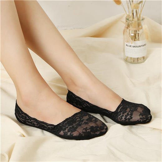 【隐形船袜】花边蕾丝爆款袜子浅口隐形袜蕾丝硅胶脚底防滑船袜女花边。ry 商品图5
