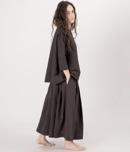 ALBUM DI FAMIGLIA 炭黑色褶皱半身长裙 商品图5