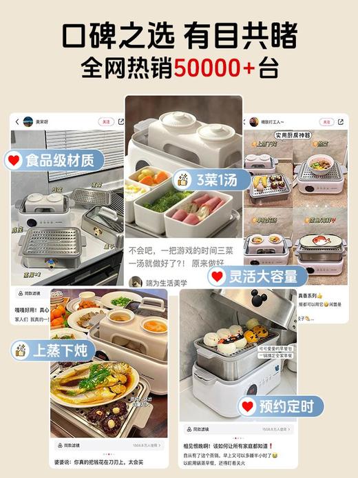 【德国蓝宝电蒸锅】多功能家用三层2025新款蒸炖一体蒸锅 商品图2