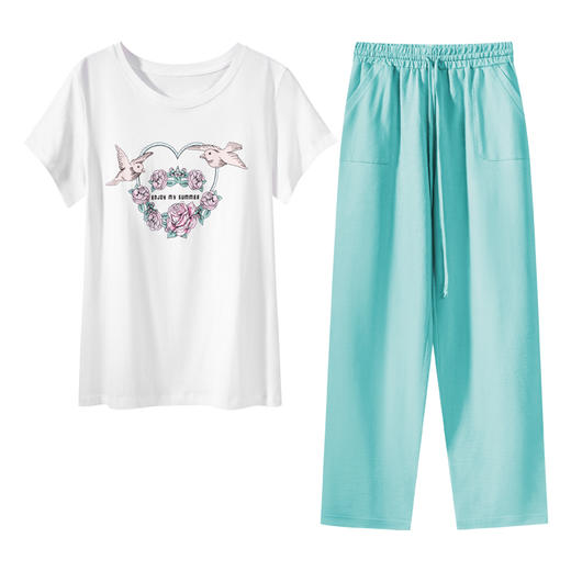 【超值套餐】爱帝女士夏季薄款亲肤棉印花短袖家居套装 商品图5