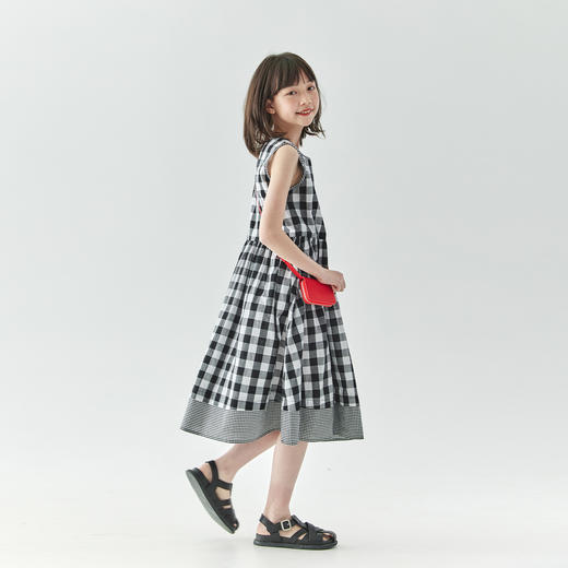 棵初2025夏季新款亲子中大女童格子连衣裙纯棉A字裙无袖背心裙 商品图3