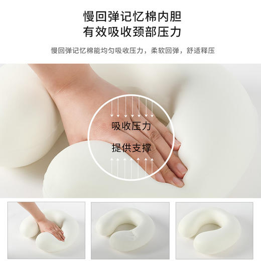 「夏季冰感体验！高颜值」凉感冰丝u型枕 居家日用旅行便携可收纳颈枕记忆棉飞机枕午睡护颈枕 商品图1