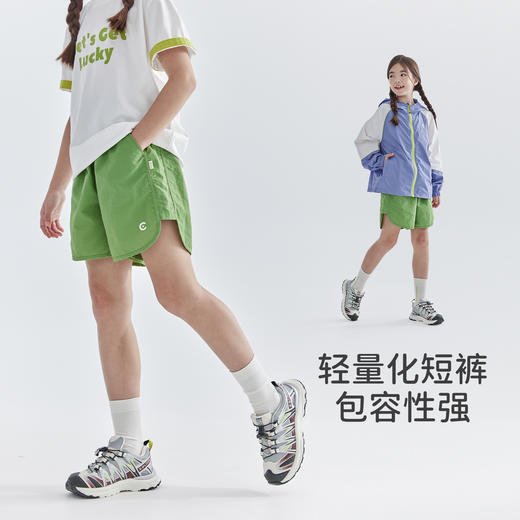 【代发】女童纯色五分休闲裤 cicochild春夏中大童亲子运动轻量化短裤藏青/军绿 商品图2