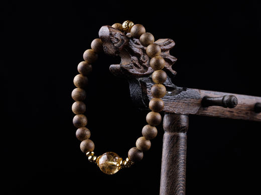 XY0176沉香+黄水晶单圈手串 商品图5