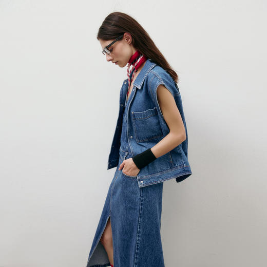 lost in echo2025春夏新款时尚户外工装风大口袋牛仔龟背马甲马夹 商品图0