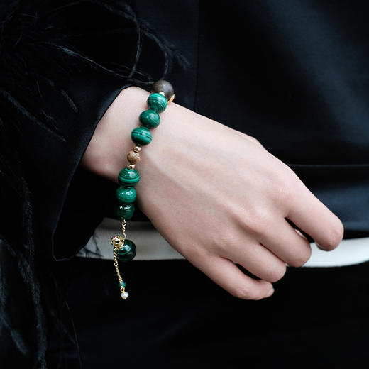 MELI&MOLI|孔雀石迷你圆球香薰瓶孔雀石大黑沉香珠手串 商品图2