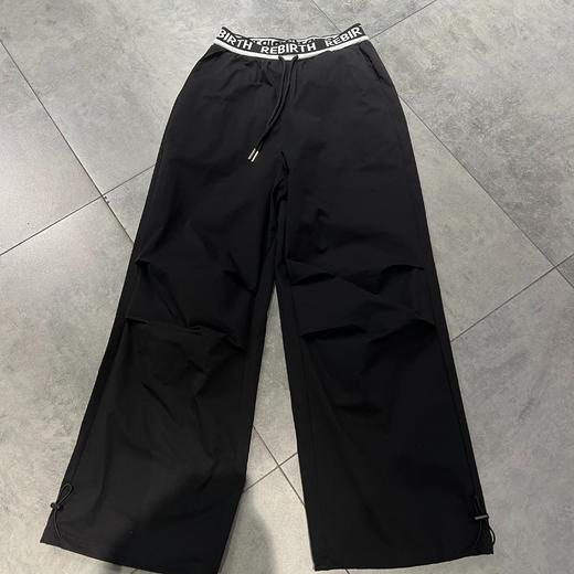 MZ撞色字母腰压褶阔腿伞兵裤（黑白）夏季952010180321 商品图3