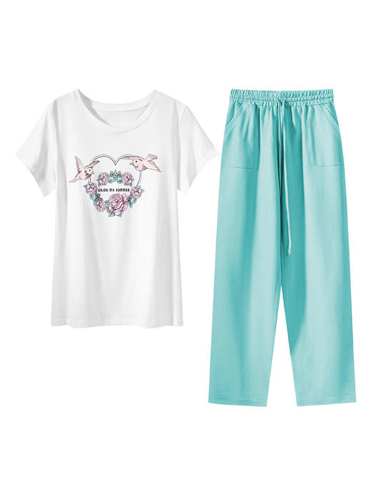 【超值套餐】爱帝女士夏季薄款亲肤棉印花短袖家居套装 商品图8