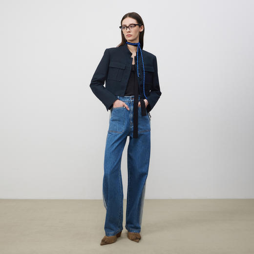 lost in echo2025春夏新款高级立领短西装外套开衩短裙半裙套装女 商品图2