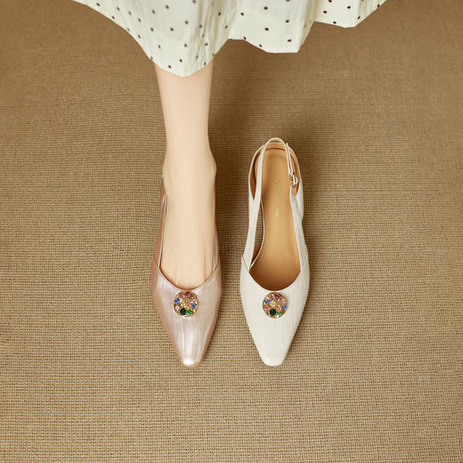 【预售5天】简约优雅春夏季新款小方头浅口坡跟凉鞋单鞋MBJR&6877 商品图4