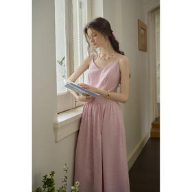 SimpleRetro法式气质格纹吊带连衣裙简约无袖a字长裙