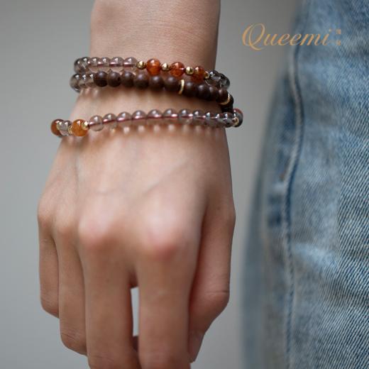 「年华」茶晶配金丝檀木三圈手串 商品图0