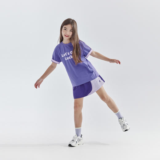 【代发】女童字母印花短袖T恤 cicochild春夏款白搭上衣紫色/白色 商品图4