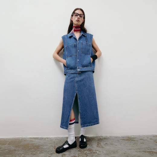 lost in echo2025春夏新款时尚户外工装风大口袋牛仔龟背马甲马夹 商品图3