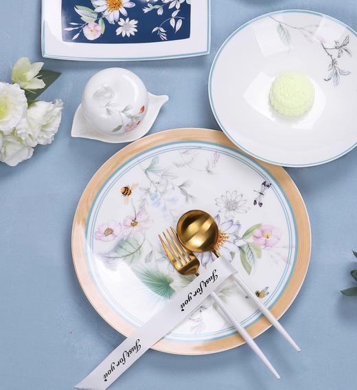 轻奢骨瓷餐具套装高档碗盘碗筷家用碗具组合北欧乔迁送礼礼盒陶瓷陶园梦繁花似锦8人用38头餐具 商品图2