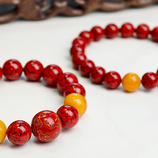 易祈吉祥晶体砂手串朱砂手串蜜蜡手链男女款属火系列饰品礼物 商品图3