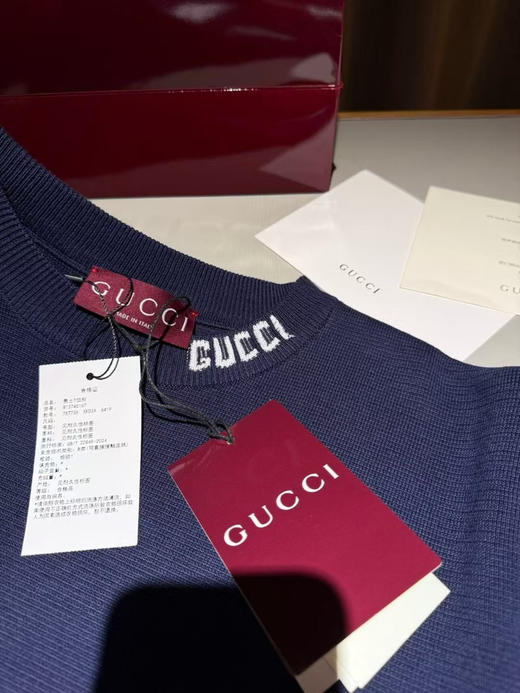 GUCC*嵌花针织短袖   蓝色。红色。 自己备注号码颜色。 商品图7
