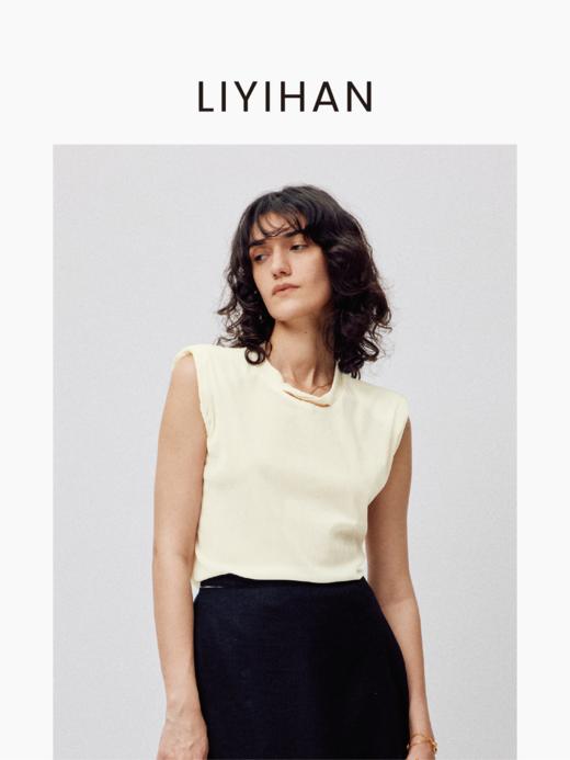 LIYIHAN序章丨25春新款植绒无袖上衣纯色垫肩无袖T恤舒适百搭小众 商品图1