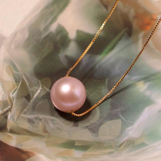 【甄珠贝】转运珠吊坠一粒 爱迪生珍珠11-12mm 正圆ji微微暇 强光 18k金配件（赠45cm银镀金链） 商品图6