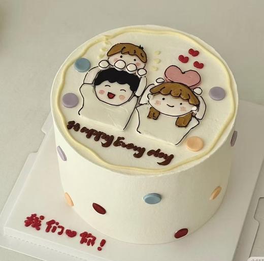 【臻品系列】--【可爱一家人】送老公、老婆生日蛋糕 商品图0