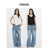 VIMAGE纬漫纪秋季新款复古蓝高腰阔腿长裤牛仔裤V2205802 商品缩略图2