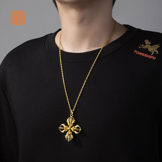 玺匠金铺《足金古法十字金刚杵》足金9999黄金吊坠 吉祥饰品挂件 商品图6