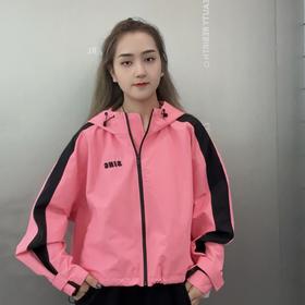 Z连帽双肩撞色风衣短外套（红白）春季251040220321