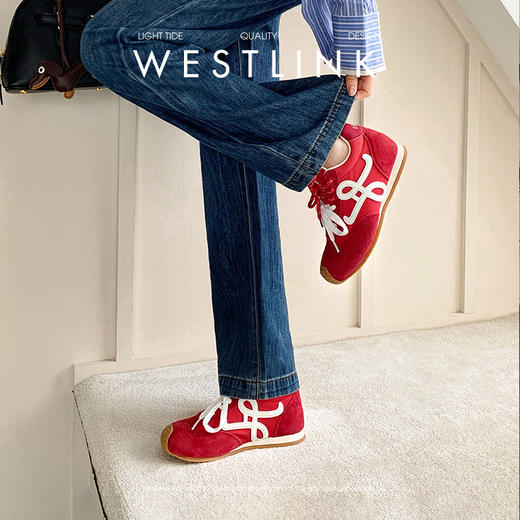 西遇内增高德训鞋女新款春夏爆款复古黄色运动鞋厚底休闲鞋V0056630 商品图3